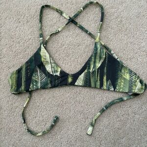 MIDORI BIKINIS Green Palm Print Bikini Top